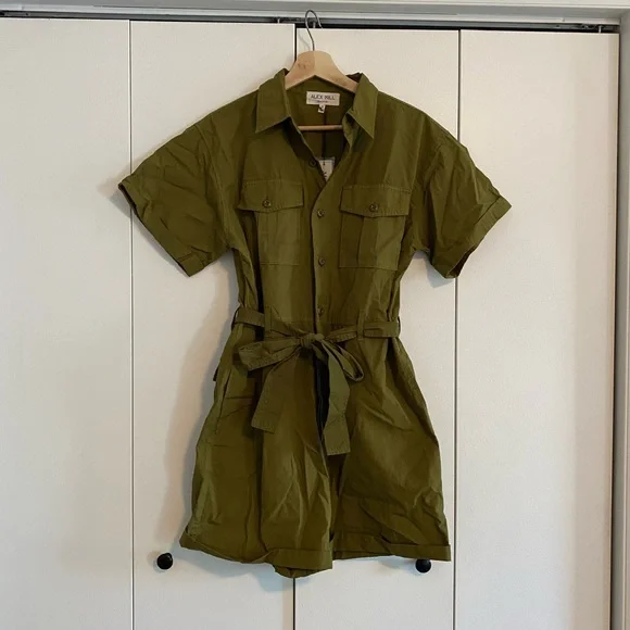 LAST CHANCE! 🔥 NWT Alex Mill Safari Short Jumpsuit in Golden Olive sz M - Picture 7 of 9